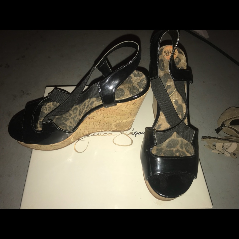 Jessica Simpson patten leather wedges
